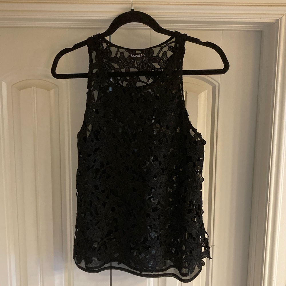 Express black crochet lace sleeveless tank